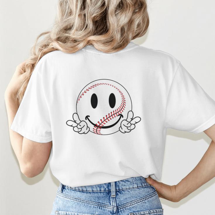 Baseball Mom Era Ball Mom Smile Face Groovy Mother's Day Women's T-Shirt Back Print Baseball Mom Era Ball Mom Smile Face Groovy Mother's Day Women's T-Shirt Back Print