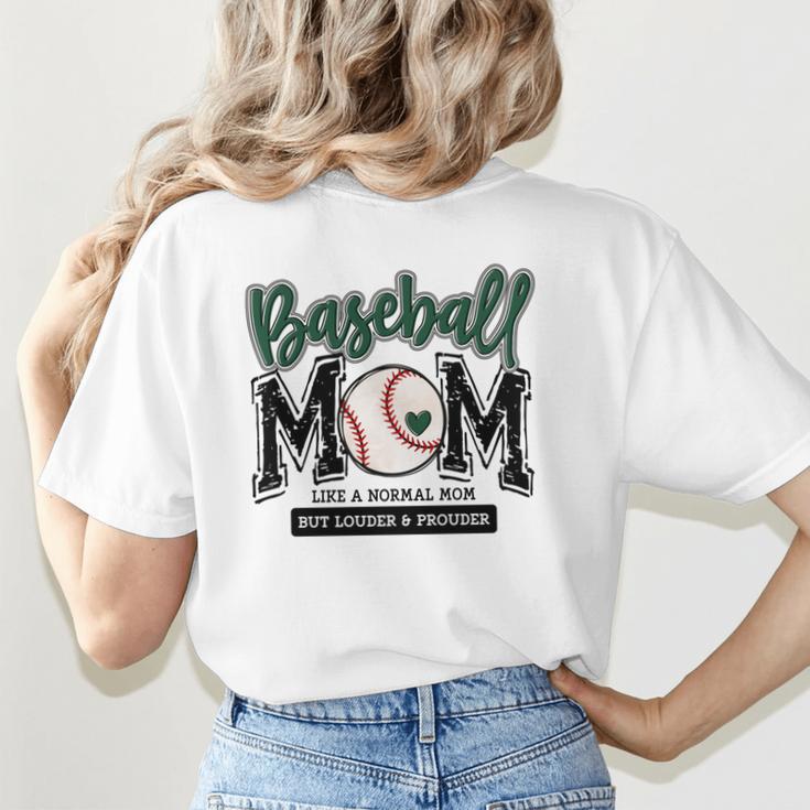 Baseball Mom Green Varsity Baseball Mama Cute Mother's Day Women's T-Shirt Back Print