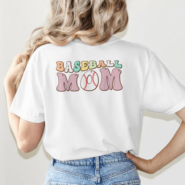Baseball Mom Groovy Game Day Women's T-Shirt Back Print