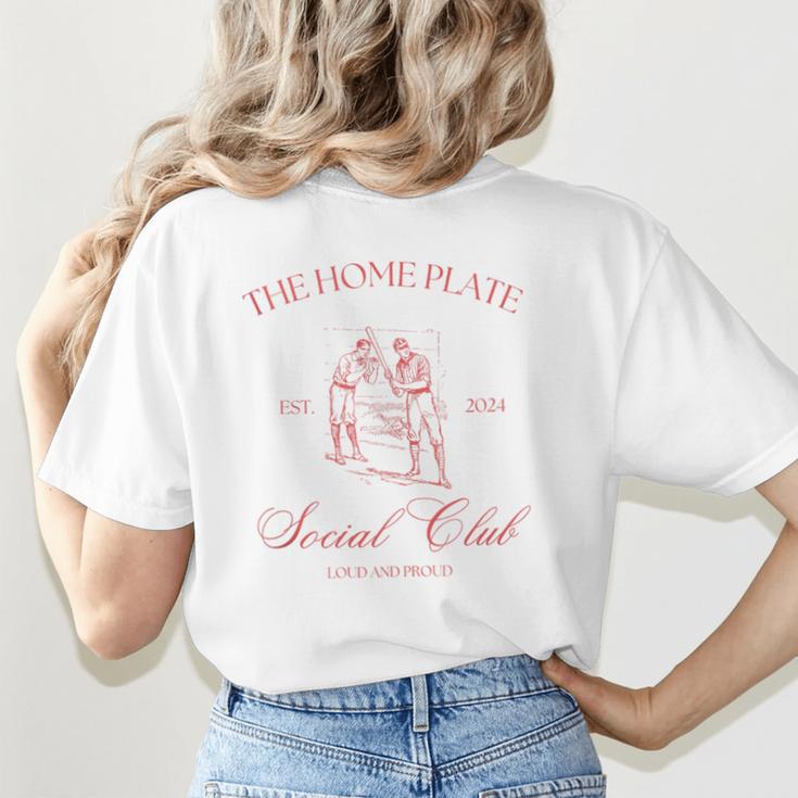 Baseball Mom Home Plate Social Club Mother's Day Women's T-Shirt Back Print Baseball Mom Home Plate Social Club Mother's Day Women's T-Shirt Back Print