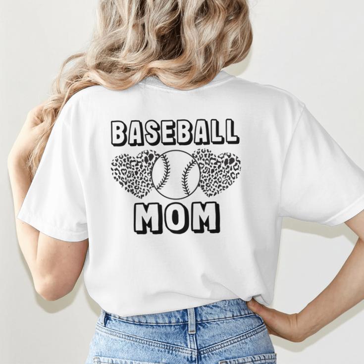 Baseball Mom Leopard Heart Game Day Women's T-Shirt Back Print Baseball Mom Leopard Heart Game Day Women's T-Shirt Back Print
