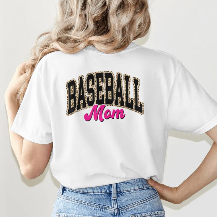 Baseball Mom Leopard Baseball Mama Life Girls Women Baller Premium Women's T-Shirt Back Print