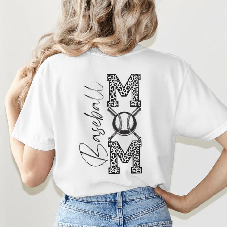 Baseball Mom Leopard Women's T-Shirt Back Print Baseball Mom Leopard Women's T-Shirt Back Print