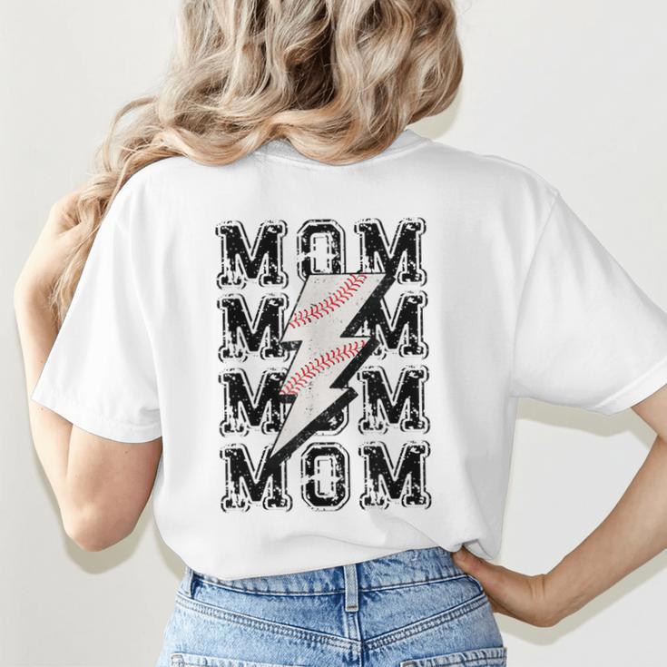 Baseball MOM Lightning Bolt Tshirt Retro Women's T-Shirt Back Print Baseball MOM Lightning Bolt Tshirt Retro Women's T-Shirt Back Print