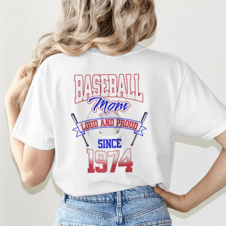 Baseball Mom Loud & Proud Since 1974 Raglan Baseball Tee Women's T-Shirt Back Print