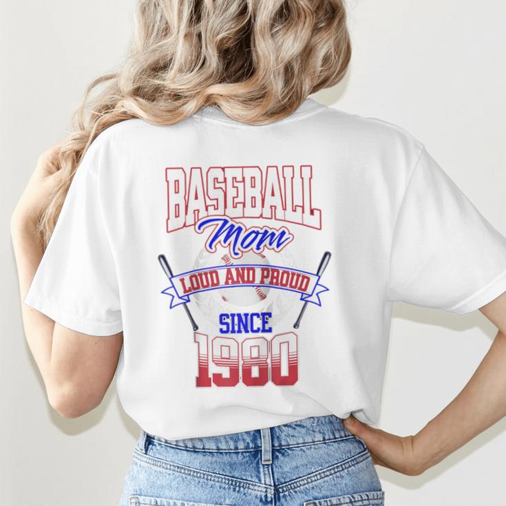Baseball Mom Loud & Proud Since 1980 Raglan Baseball Tee Women's T-Shirt Back Print Baseball Mom Loud & Proud Since 1980 Raglan Baseball Tee Women's T-Shirt Back Print