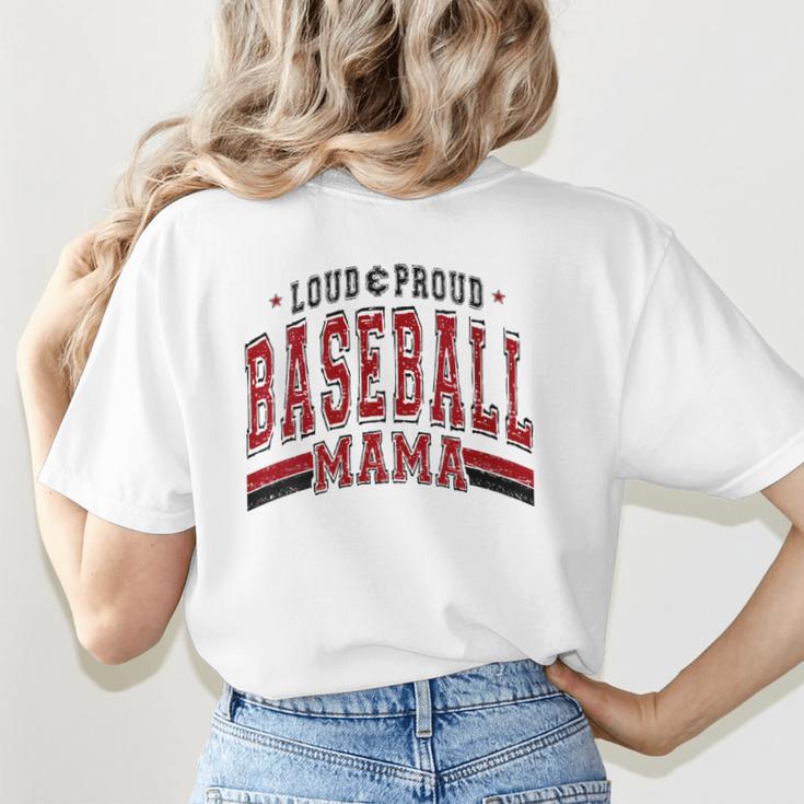 Baseball Mom Baseball Mama Mother's Day Red Loud Proud Women's T-Shirt Back Print