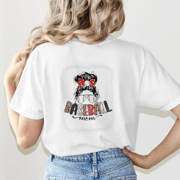 Baseball Mom Messy Bun Mommy Baseball Player Premium Women's T-Shirt Back Print Baseball Mom Messy Bun Mommy Baseball Player Premium Women's T-Shirt Back Print