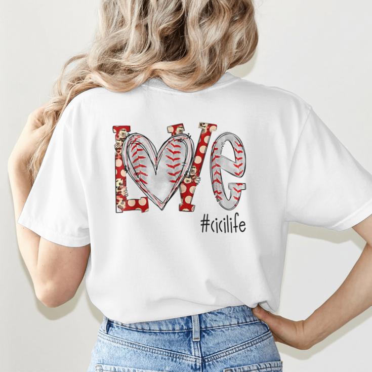 Baseball Mom Shirt Heart Love Baseball Cicilife Women's T-Shirt Back Print