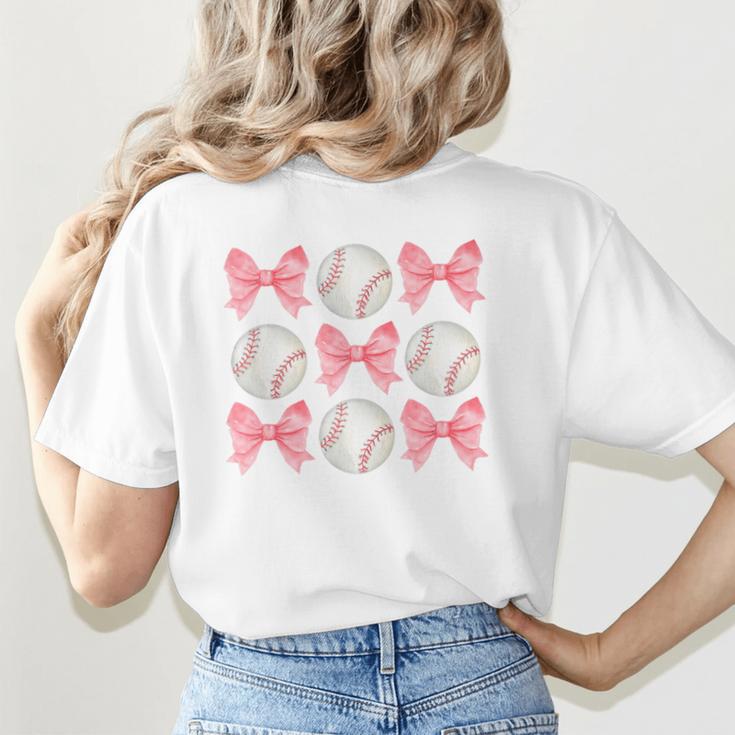 Baseball Mom Sister Tween Teen Girl Girly Pink Bow Preppy Premium Women's T-Shirt Back Print Baseball Mom Sister Tween Teen Girl Girly Pink Bow Preppy Premium Women's T-Shirt Back Print