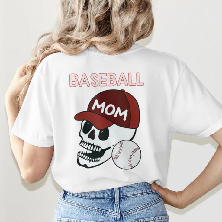 Baseball Mom Skull Sports Skeleton Women's T-Shirt Back Print Baseball Mom Skull Sports Skeleton Women's T-Shirt Back Print