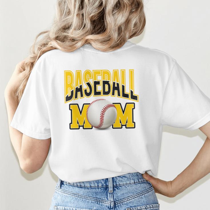 Baseball Mom Sports Mom Yellow Women's T-Shirt Back Print Baseball Mom Sports Mom Yellow Women's T-Shirt Back Print