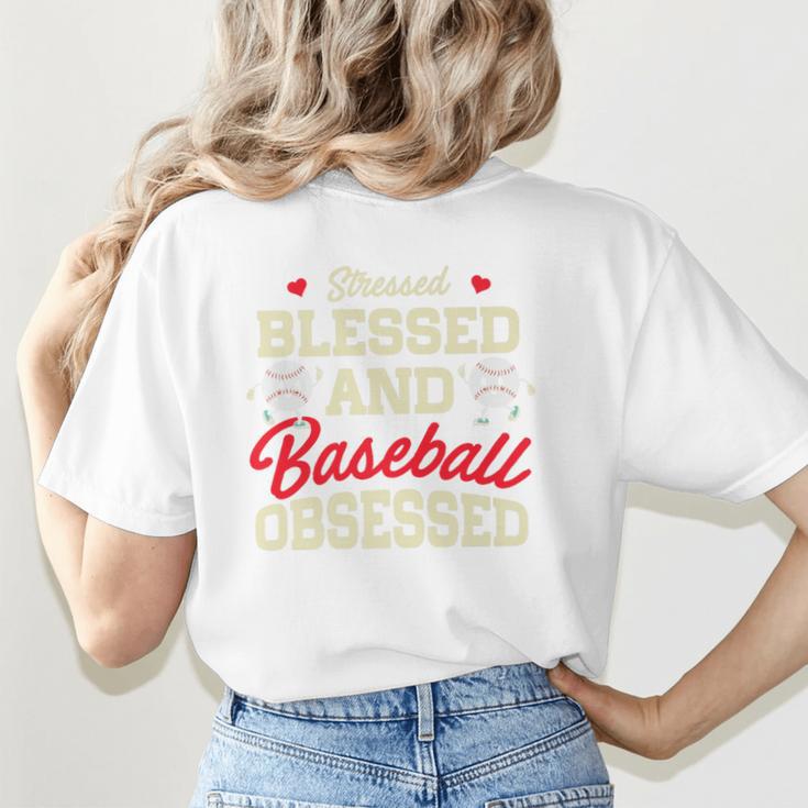 Baseball Mom Stressed Blessed And Baseball Obsessed Premium Women's T-Shirt Back Print Baseball Mom Stressed Blessed And Baseball Obsessed Premium Women's T-Shirt Back Print