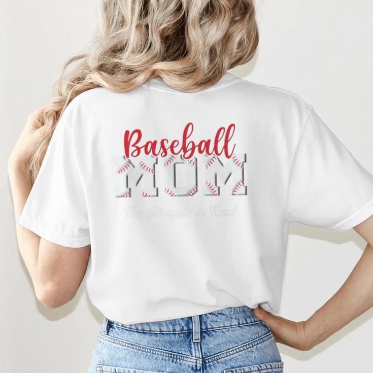 Baseball Mom The Struggle Is Real Premium Women's T-Shirt Back Print