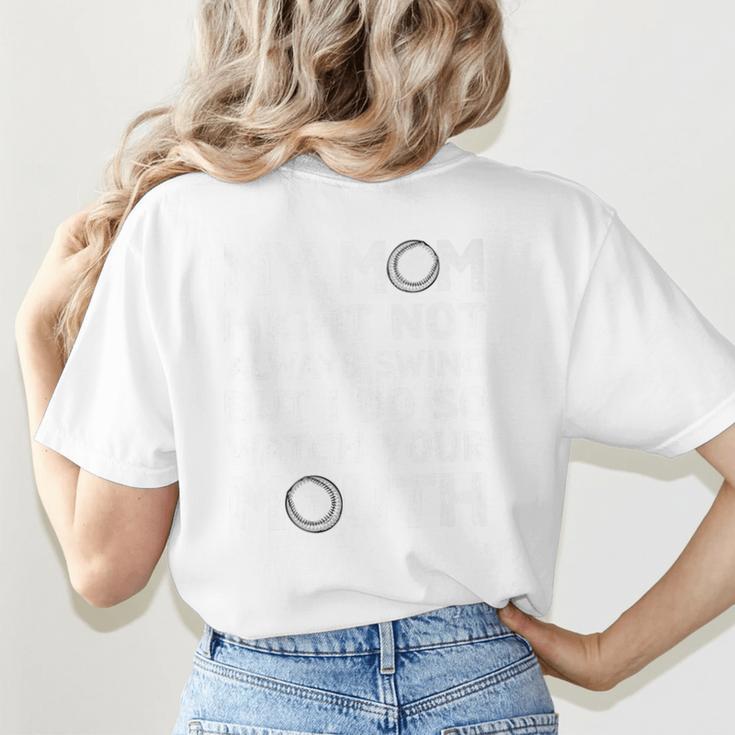 Baseball Mom Swing Watch Mouth Baseball Boy Premium Women's T-Shirt Back Print Baseball Mom Swing Watch Mouth Baseball Boy Premium Women's T-Shirt Back Print