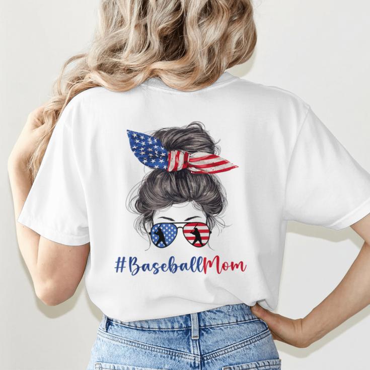 Baseball Mom USA American Flag 4th Of July Women's T-Shirt Back Print Baseball Mom USA American Flag 4th Of July Women's T-Shirt Back Print