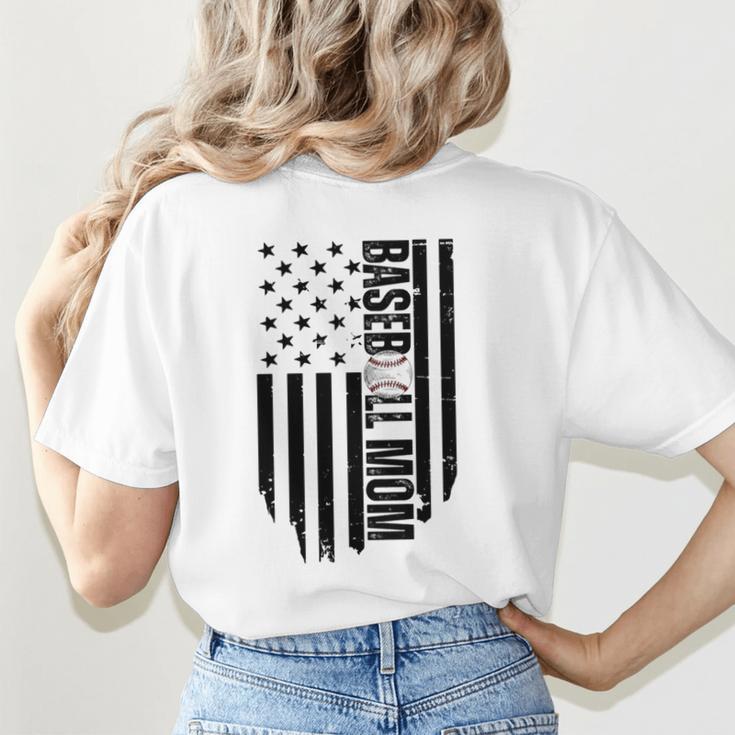 Baseball Mom USA Flag Baseball Mama Day Vibes Mama Women's T-Shirt Back Print Baseball Mom USA Flag Baseball Mama Day Vibes Mama Women's T-Shirt Back Print