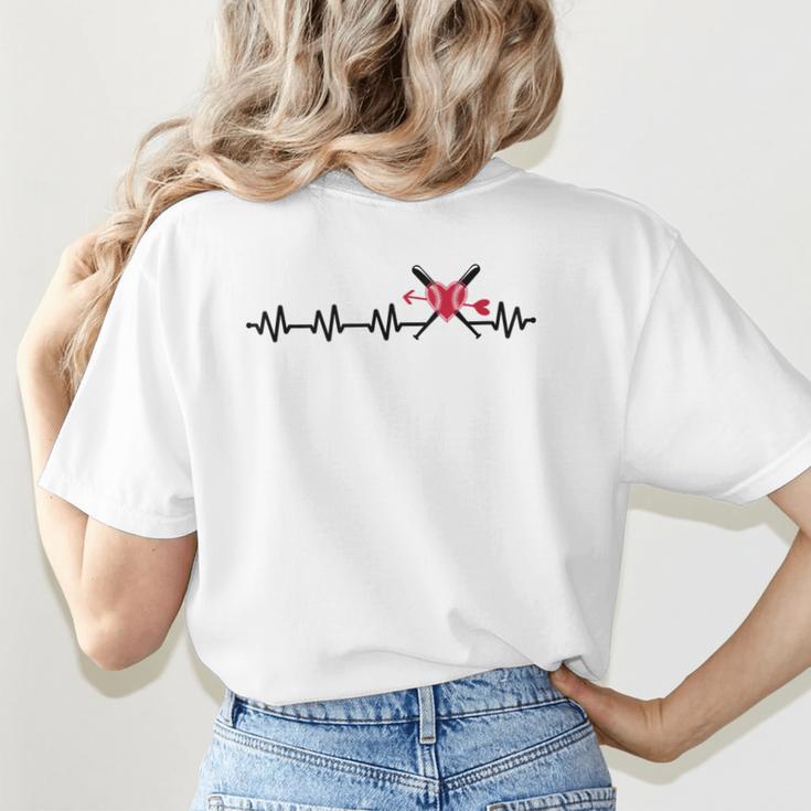 Baseball Softball Baseball Mom Heartbeat Baseball Women's T-Shirt Back Print Baseball Softball Baseball Mom Heartbeat Baseball Women's T-Shirt Back Print