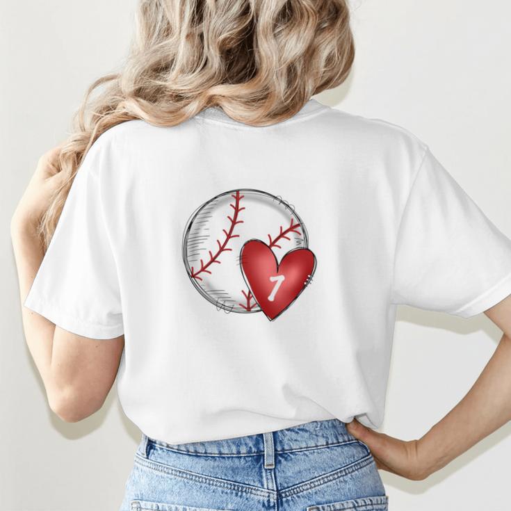 Bleached Custom Baseball Mom Number 7 Heart For Mom Women's T-Shirt Back Print