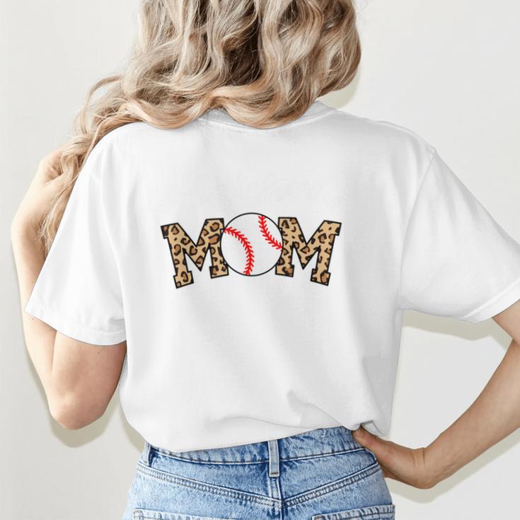 Catcher Mom Baseball Mom Leopard Game Day Women's T-Shirt Back Print Catcher Mom Baseball Mom Leopard Game Day Women's T-Shirt Back Print