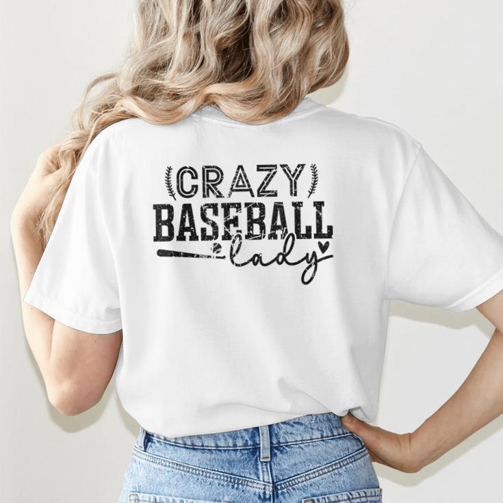 Crazy Baseball Lady Baseball Mom Sporty Humor Women's T-Shirt Back Print