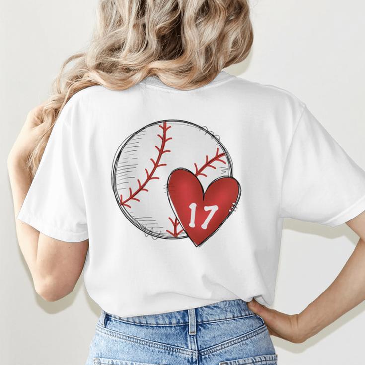 Custom Baseball Mom Number 17 Heart For Mom Mommy Premium Women's T-Shirt Back Print Custom Baseball Mom Number 17 Heart For Mom Mommy Premium Women's T-Shirt Back Print