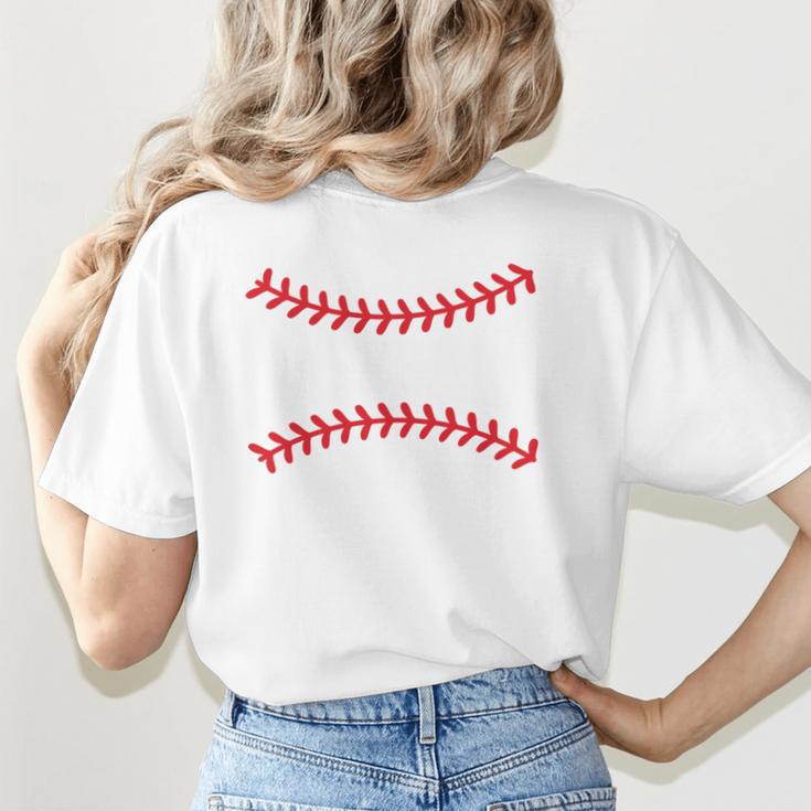 Cute Baseball Mom Laces Little League Women's Mother's Day Women's T-Shirt Back Print