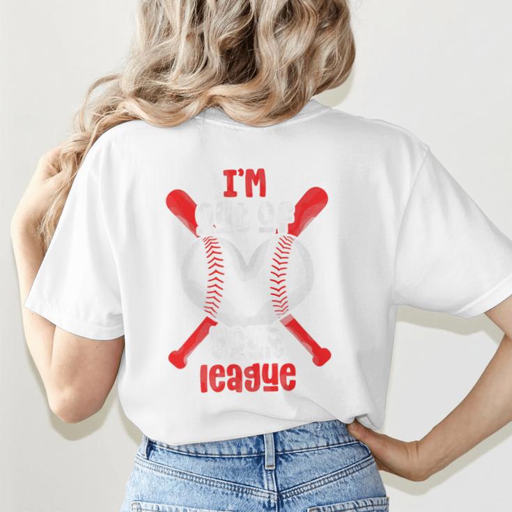 Cute Baseball Mom Out Of Your League Mommy Sports Players Premium Women's T-Shirt Back Print