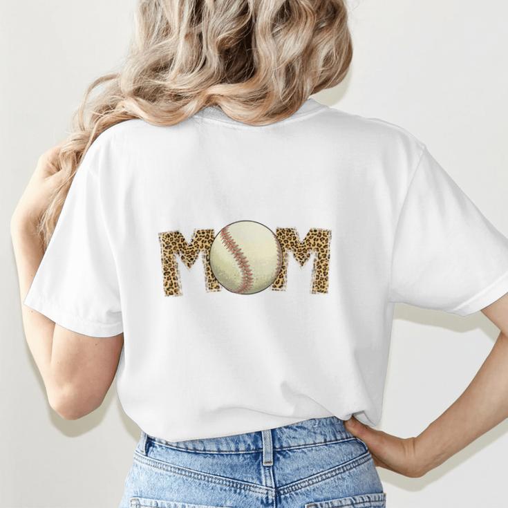 Cute Baseball Mom Leopard Print Mom For Mother's Day Women's T-Shirt Back Print