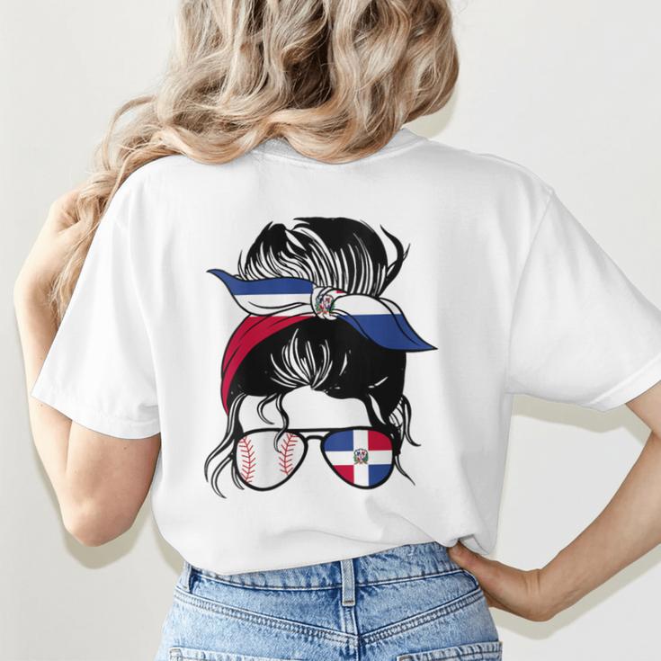 Dominican Baseball Mom Dominican Baseball Girl Women's T-Shirt Back Print Dominican Baseball Mom Dominican Baseball Girl Women's T-Shirt Back Print