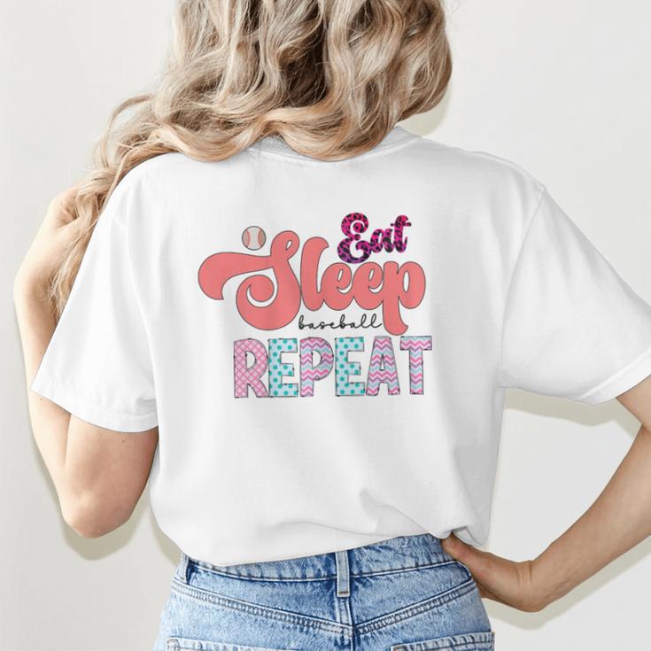 Eat Sleep Baseball Repeat Baseball Moms Women's T-Shirt Back Print