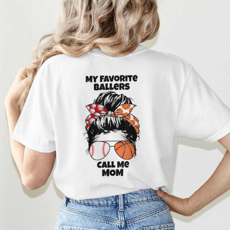 My Favorite Ballers Call Me Mom Basketball Mom Baseball Mom Women's T-Shirt Back Print My Favorite Ballers Call Me Mom Basketball Mom Baseball Mom Women's T-Shirt Back Print