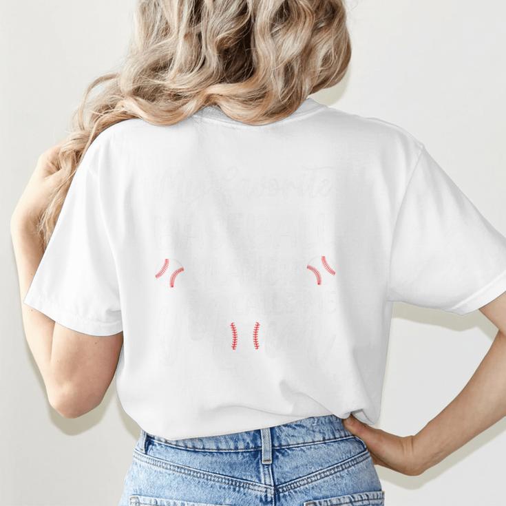 My Favorite Baseball Player Calls Me Mom For Baseball Mom Premium Women's T-Shirt Back Print