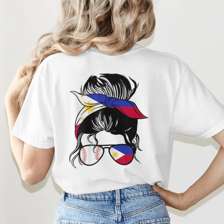 Filipina Baseball Mom Philippines Flag Baseball Girl Women's T-Shirt Back Print Filipina Baseball Mom Philippines Flag Baseball Girl Women's T-Shirt Back Print