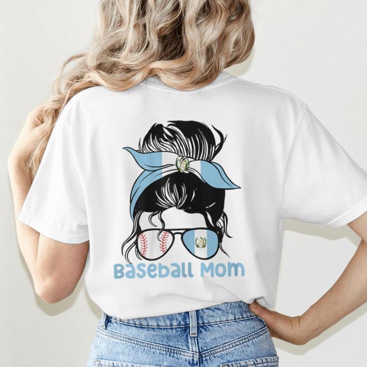 Guatemala Baseball Mom Messy Bun Women's T-Shirt Back Print Guatemala Baseball Mom Messy Bun Women's T-Shirt Back Print
