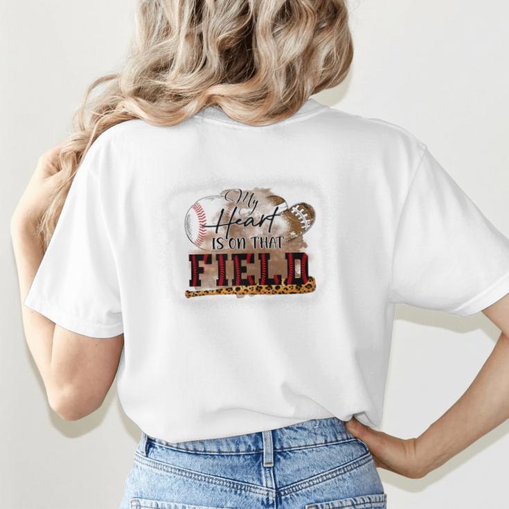 My Heart Is On That Field Baseball Mom Momm Premium Women's T-Shirt Back Print