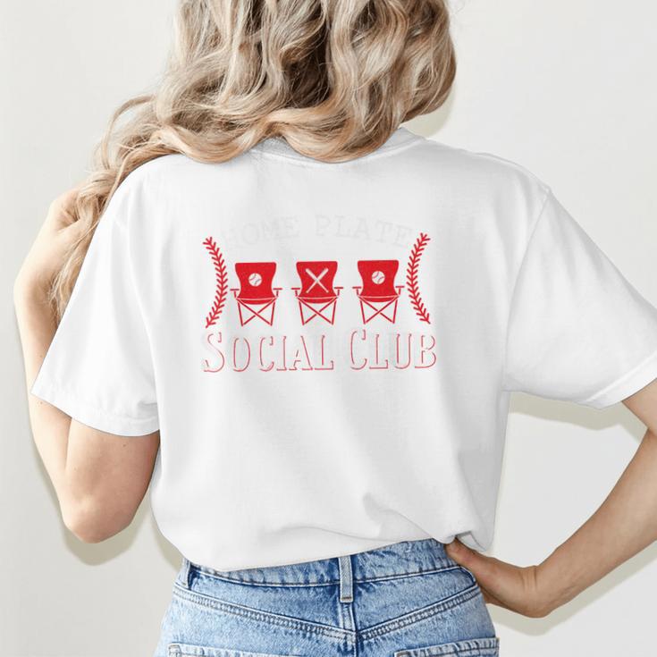 Home Plate Social Club Softball Season Baseball Mom Premium Women's T-Shirt Back Print