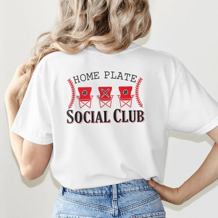 Home Plate Social Club Softball Season Baseball Mom Women's T-Shirt Back Print Home Plate Social Club Softball Season Baseball Mom Women's T-Shirt Back Print