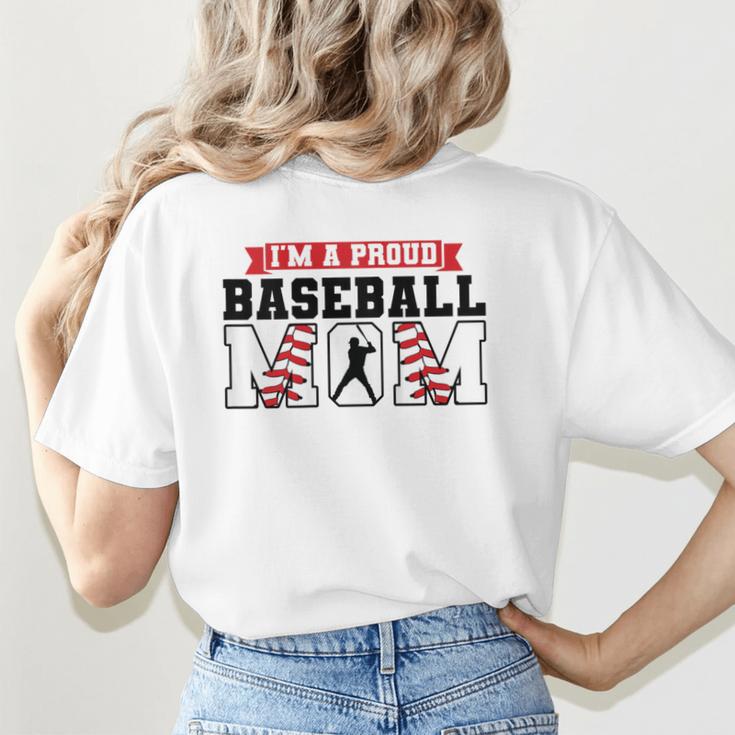 I'm a Proud Baseball Mom Baseball Women's T-Shirt Back Print