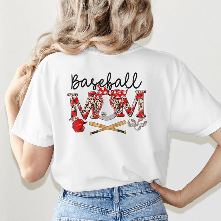 Leopard Baseball Mom Game Day Vibes Mother's Day Women's T-Shirt Back Print
