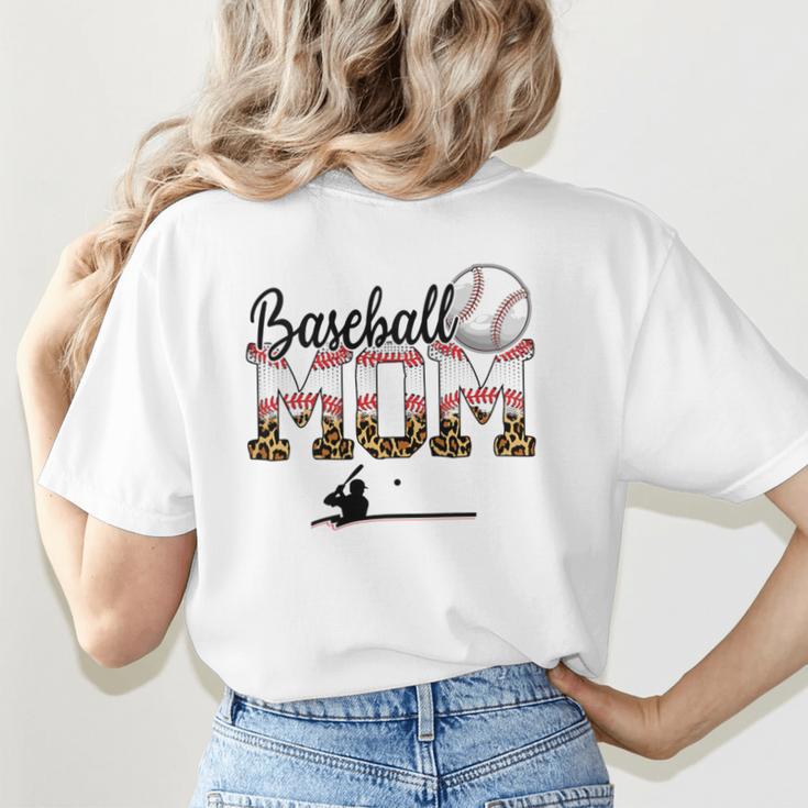 Leopard Baseball Mom Mama Mommy Sport Women's T-Shirt Back Print Leopard Baseball Mom Mama Mommy Sport Women's T-Shirt Back Print
