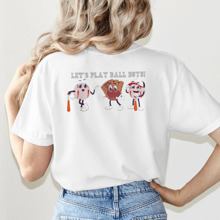 Let's Play Ball Boys Baseball Mom Women's T-Shirt Back Print Let's Play Ball Boys Baseball Mom Women's T-Shirt Back Print