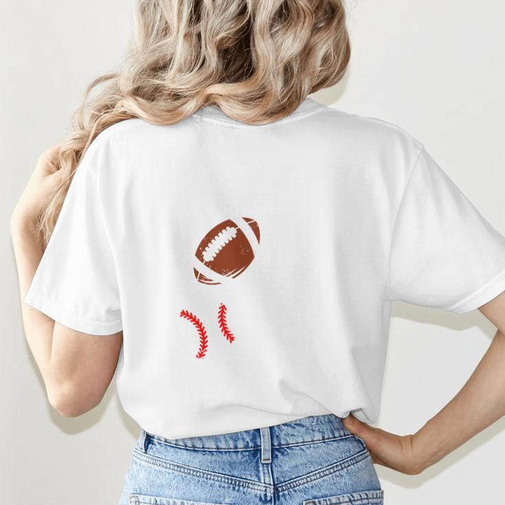 Mom Of Ballers USA Flag Football Baseball Mom Women's T-Shirt Back Print
