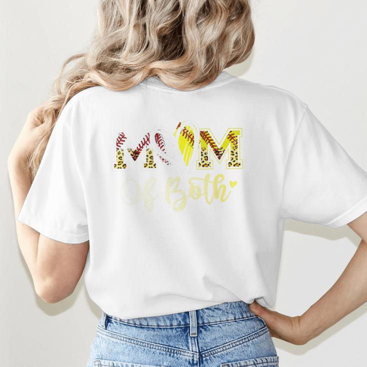 Mom Of Both Softball Baseball Mom Premium Women's T-Shirt Back Print Mom Of Both Softball Baseball Mom Premium Women's T-Shirt Back Print