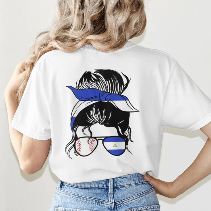 Nicaraguan Baseball Mom Nicaragua Flag Baseball Girl Women's T-Shirt Back Print Nicaraguan Baseball Mom Nicaragua Flag Baseball Girl Women's T-Shirt Back Print