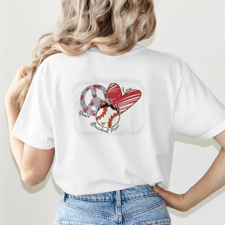 Peace Love Baseball Mom Mommy Premium Women's T-Shirt Back Print