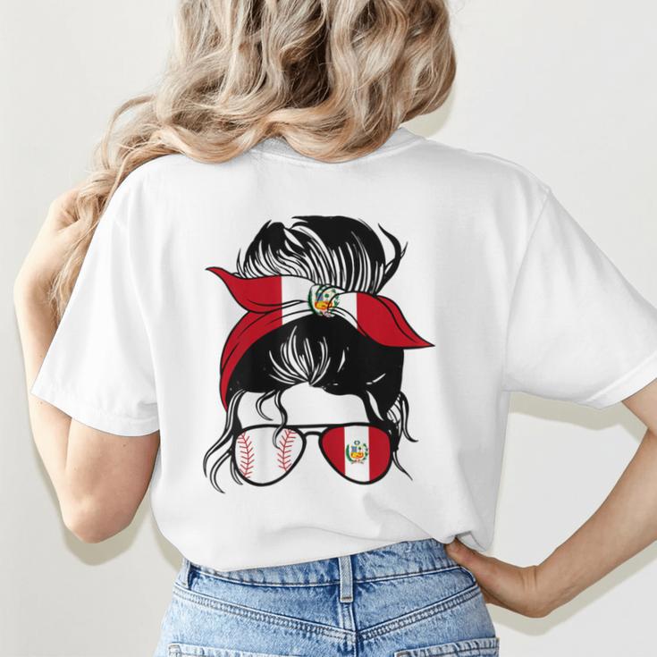 Peruvian Baseball Mom Peru Flag Baseball Girl Women's T-Shirt Back Print Peruvian Baseball Mom Peru Flag Baseball Girl Women's T-Shirt Back Print