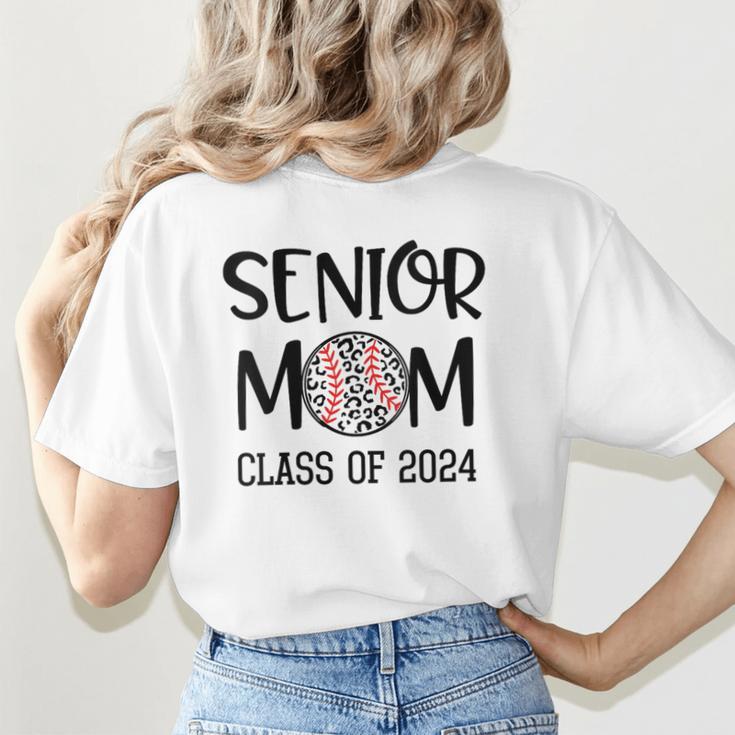 Proud Senior Baseball Mom Senior 2024 Class Leopard Game Day Women's T-Shirt Back Print