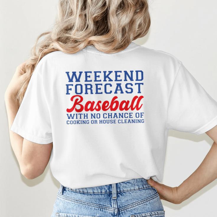 Retro Baseball Mom Mother's Day Weekend Forecast Baseball Women's T-Shirt Back Print Retro Baseball Mom Mother's Day Weekend Forecast Baseball Women's T-Shirt Back Print