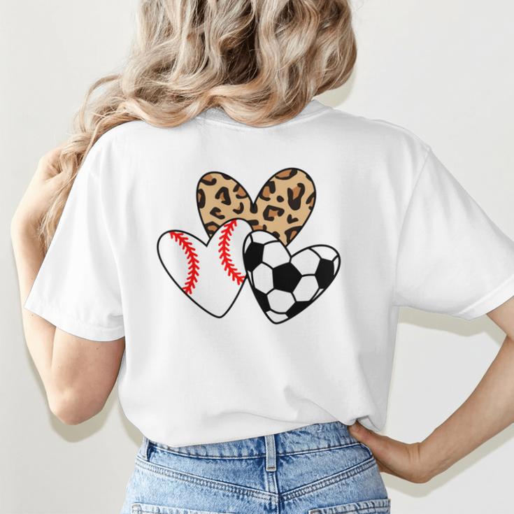 Soccer Baseball Heart Soccer Baseball Mom Women's T-Shirt Back Print Soccer Baseball Heart Soccer Baseball Mom Women's T-Shirt Back Print
